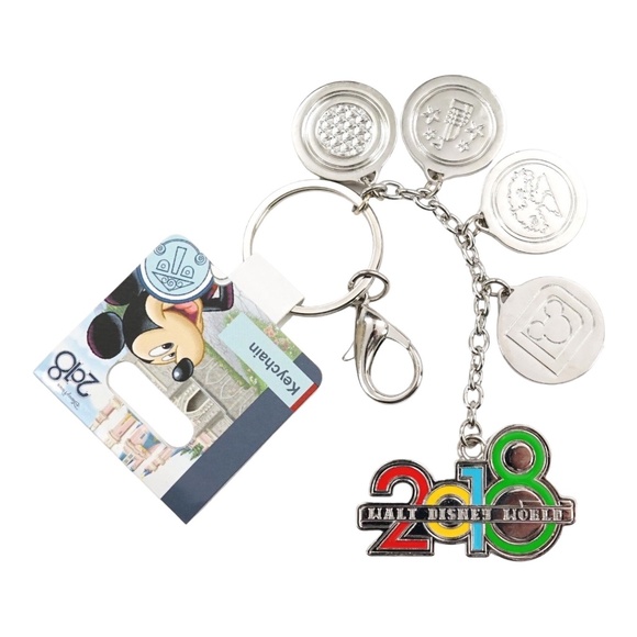 2018 Disney Parks Walt Disney World 4 Parks Dangle Keychain - Picture 1 of 1